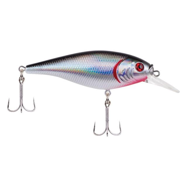 Berkley Flicker Shad Shallow Hard Bait Crankbait 1/6 oz 2in / 5cm 2ft-4ft / 0.5m-1.2m Hook Size 8 2 Hooks Black Silver 5