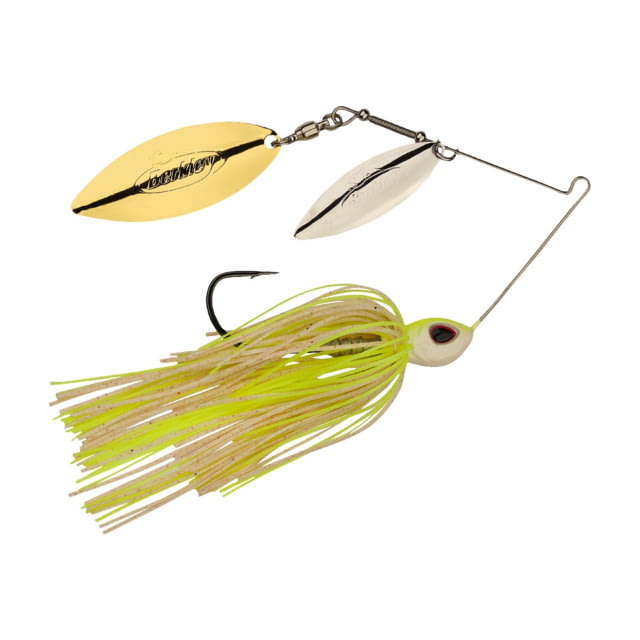 Berkley Power Blade Standard Double Willow Spinnerbait 3/8oz White Chartreuse/Silver + Gold