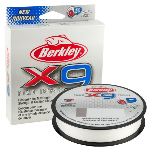 Berkley X9 Braid 9-carriers create stress free line 165yd 10/4lb test 0.008 Diam in Crystal X9BFS10-CY Crystal 0.005 in/0.12 mm
