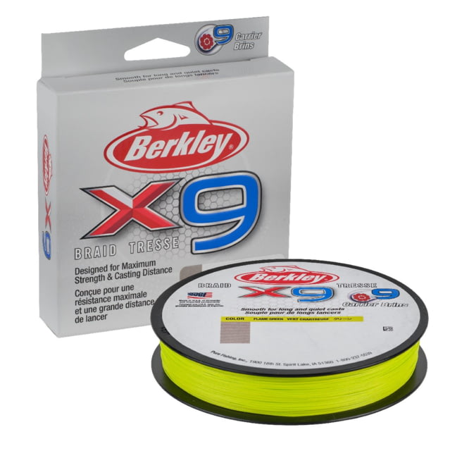Berkley X9 Braid Filler Spool 15lb 328yd Flame Green 0.006 in/0.14 mm
