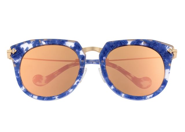 Bertha Aaliyah Polarized Sunglasses Blue Tortoise/Rose Gold One Size - Bertha