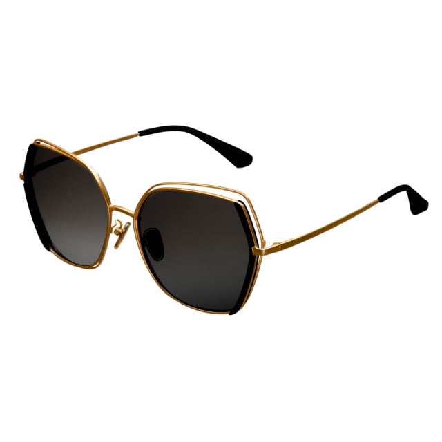Bertha Remi Sunglasses - Womens Gold Frame Black Polarized Lens Gold/Black One Size - Bertha