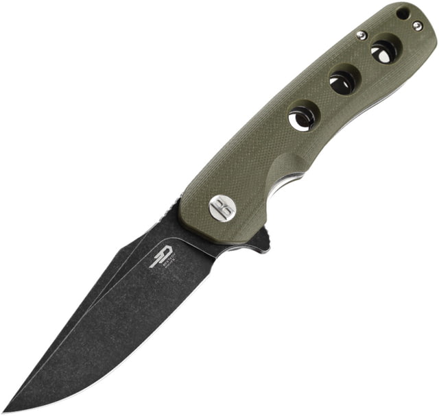 Bestech Knives Arctic Linerlock Folding Knife 3.5in black stonewash finish D2 tool steel blade Green G10 handle - Bestech Knives