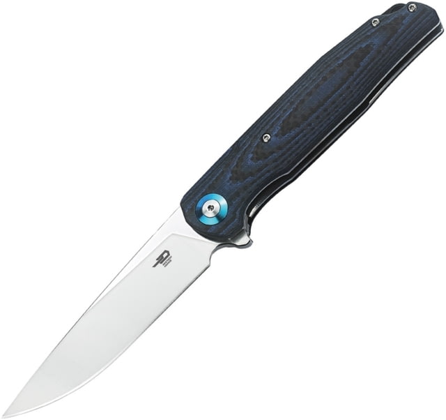 Bestech Knives Ascot Linerlock G10 Folding Knife 4in Satin D2 Tool Steel Blade Black/Blue G10 Handle Pocket Clip Ceramic Ball Bearings Black Nylon - Bestech Knives