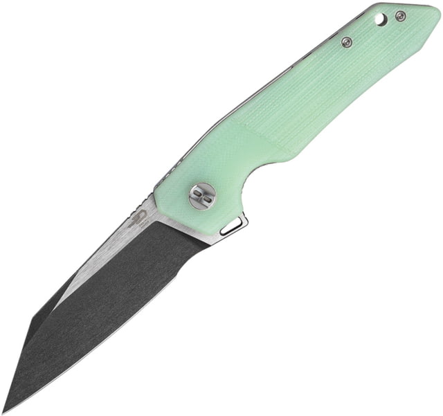 Bestech Knives Barracuda Linerlock Jade Folding Knife 3.5" black stonewash and satin finish D2 tool stee Jade G10 handle - Bestech Knives