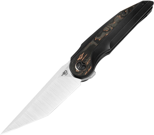 Bestech Knives Blind Fury Folding Blade 4.63in Closed 3.63in Stonewash/Satin Bohler M390 SS Tanto Blade Black Anodized Titanium Handle w/ Copper - Bestech Knives
