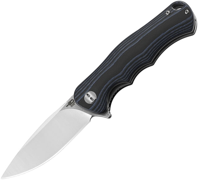 Bestech Knives Bobcat Linerlock Black/Blue Folding Knife 3.25" D2 tool steel stonewash and satin finish bla Black and blue finger grooved G10 handle - Bestech Knives