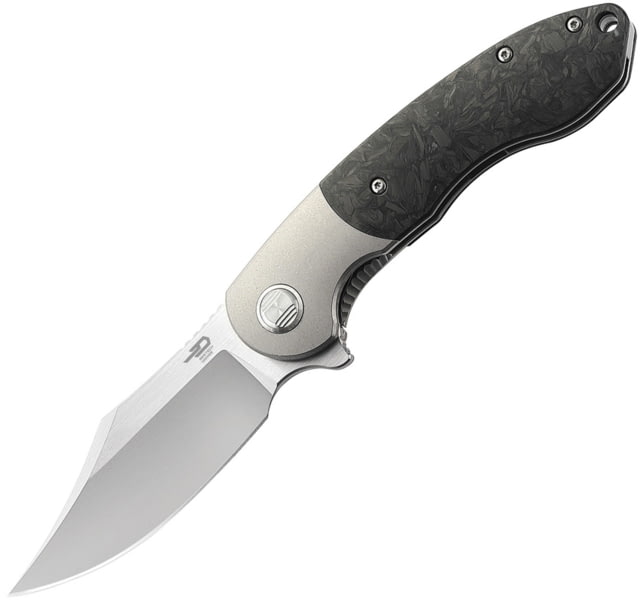 Bestech Knives BowieTie Framelock Gray Folding Knife 3.5" Bohler M390 stainless blade Satin finish titanium handle with Black and orange - Bestech Knives