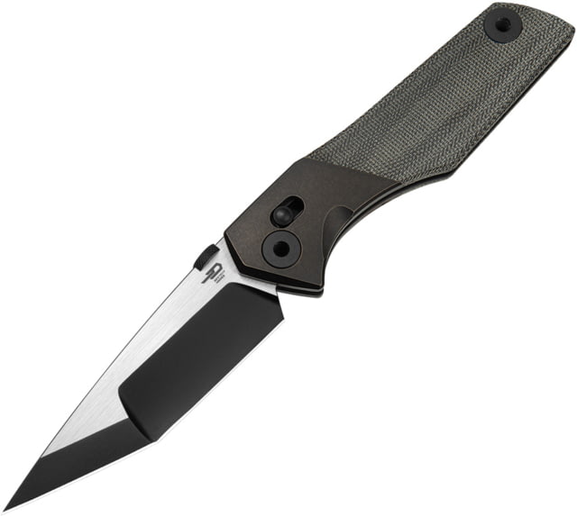 Bestech Knives Cetus Bar Lock Folding Knife 5in Closed 4in Bohler M390 Stainless Tanto Blade Black Canvas Micarta Handle Black PVD/Satin Blade Nylon - Bestech Knives