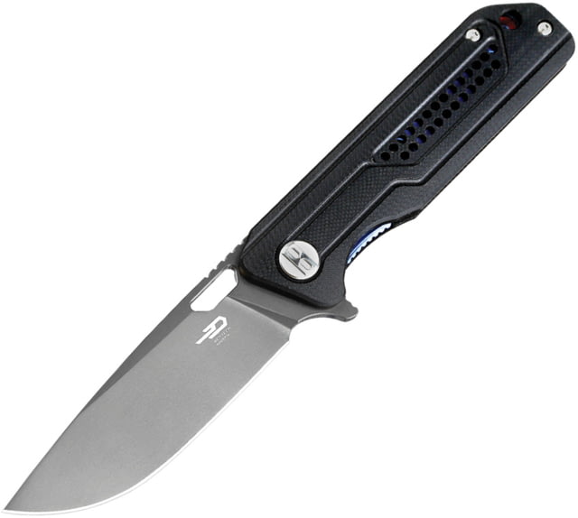 Bestech Knives Circuit Linerlock Black Folding Knife 3.25" gray titanium coated K110 tool steel blade Black G10 handle - Bestech Knives