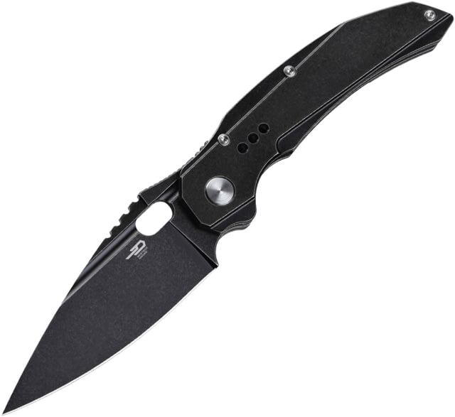 Bestech Knives Exploit Framelock Folding Knife 3.13" black stonewash finish S35VN stainless blade Black stonewash finish titanium handle - Bestech Knives