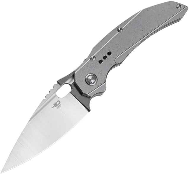 Bestech Knives Exploit Framelock Folding Knife 3.13" satin finish S35VN stainless blade Gray stonewash finish titanium handle - Bestech Knives