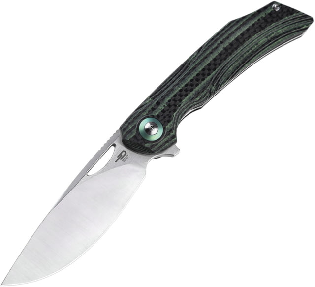 Bestech Knives Falko Linerlock CF Green Folding Knife 3.75" satin finish 154CM stainless blade Green G10 and carbon fiber handle - Bestech Knives