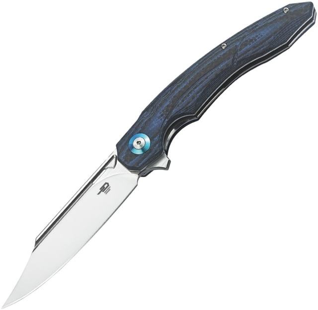 Bestech Knives Fanga Linerlock Blue G10 Folding Knife 4in Satin D2 Tool Steel Blade Black/Blue G10 Handle Pocket Clip Ceramic Ball Bearings Black - Bestech Knives