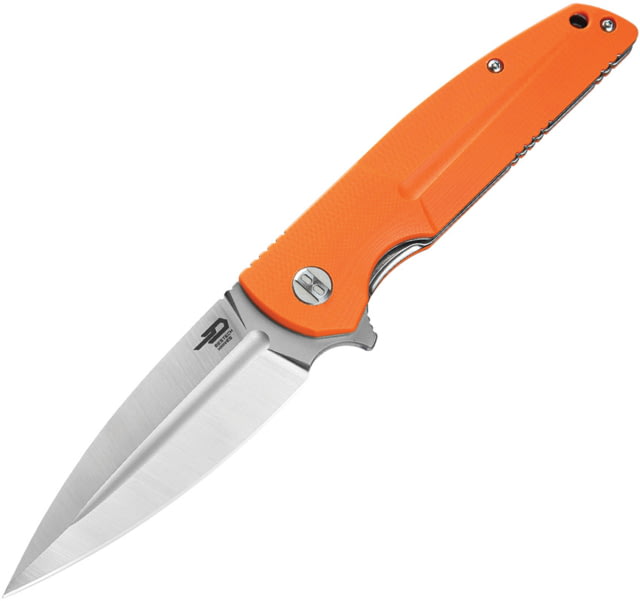 Bestech Knives Fin Linerlock Orange Folding Knife 3.63" satin finish 14C28N Sandvik stainless blade Orange G10 handle - Bestech Knives