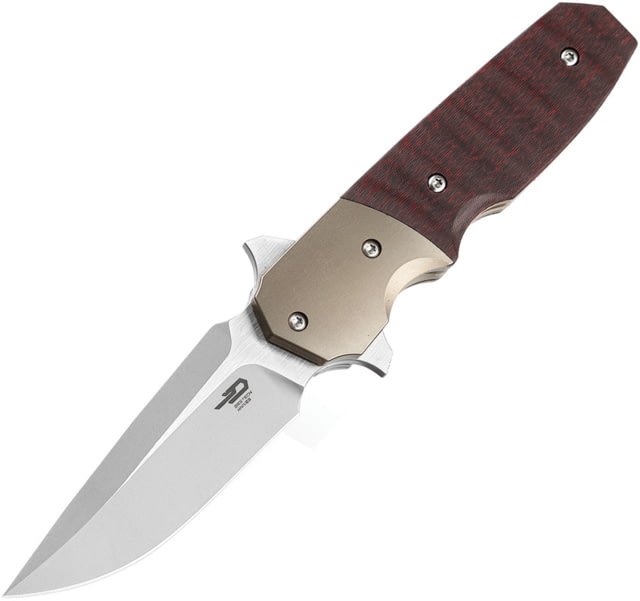 Bestech Knives Freefall Linerlock Folding Knife 2.63" stonewash and satin finish S35VN stainless b Black and red sculpted carbon fiber handle - Bestech Knives
