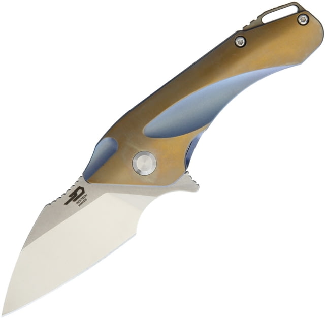 Bestech Knives GOBLIN Tiium Framelock Blue Folding Knife 2.25in Satin Cpm S35Vn SS Blade Blue/Gold Anodized Titanium Handle Pocket Clip Black Nylon - Bestech Knives