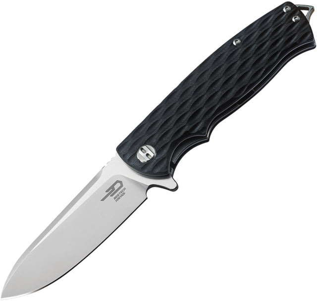 Bestech Knives Grampus G10 Linerlock Folding Knife 3.5in Satin D2 Tool Steel Drop Point Black Sculpted G10 Handle Pocket Clip Black - Bestech Knives