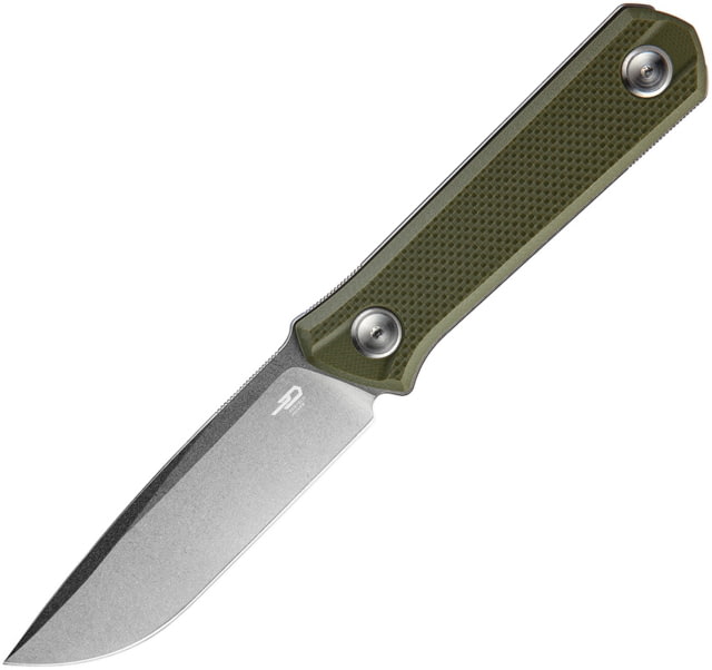 Bestech Knives Hedron Fixed Blade Green Knife 3.75" stonewash finish D2 tool steel blade Green G10 handle - Bestech Knives