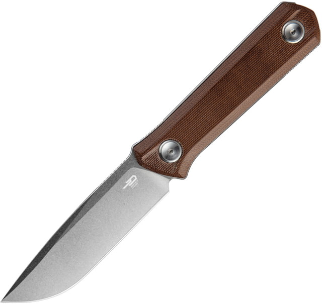 Bestech Knives Hedron Fixed Blade Micarta Knife 3.75" stonewash finish D2 tool steel blade Bronze micarta handle - Bestech Knives