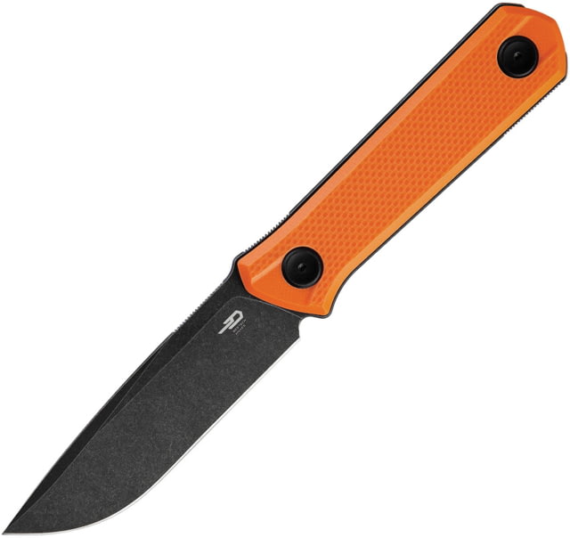 Bestech Knives Hedron Fixed Blade Orange Knife 3.75" black stonewash finish D2 tool steel blade Orange G10 handle - Bestech Knives