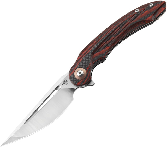 Bestech Knives Irida Linerlock CF/G10 Folding Knife 3.88" satin finish 154CM stainless blade Carbon fiber and red/black G10 handle - Bestech Knives