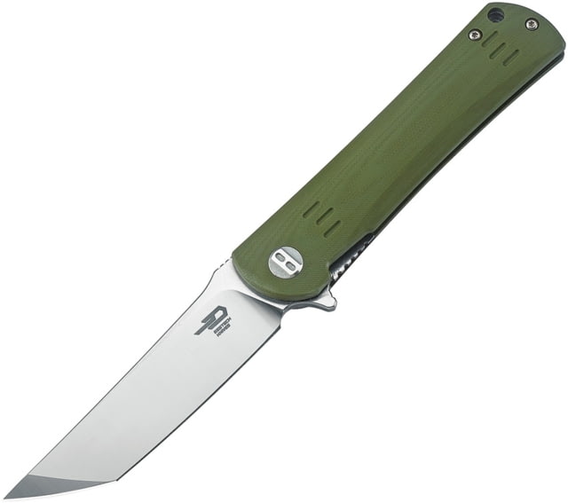 Bestech Knives Kendo G10 Linerlock Folding Knife 3.75in Satin D2 Tool Steel Tanto Blade Green G10 Handle Pocket Clip Green - Bestech Knives