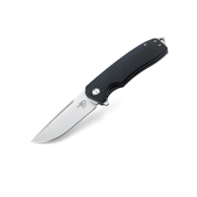 Bestech Knives Lion in 3.5 in Plain Edge Folding Blade Black G10 Handle - Bestech Knives