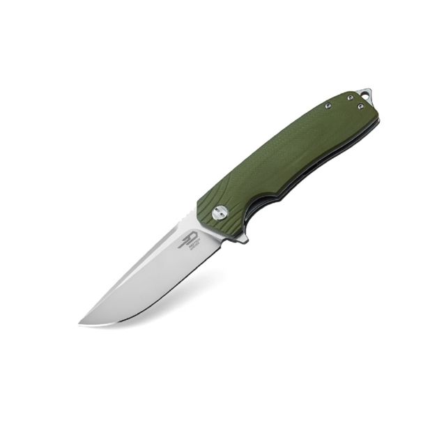 Bestech Knives Lion  in 3.5 in Plain Edge Folding Blade Green G10 Handle - Bestech Knives