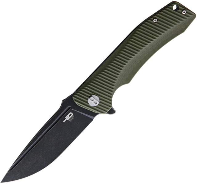 Bestech Knives Mako Linerlock Folding Knife 3.75" black stonewash finish K110 tool steel blade Green G10 handle - Bestech Knives
