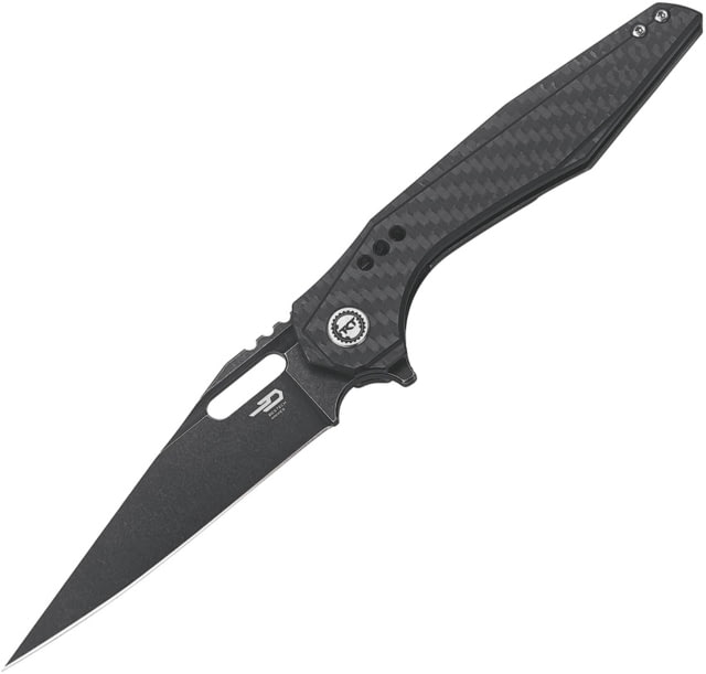 Bestech Knives Malware Framelock CF Folding Knife S35Vn Blade With Black Stonewash Finish Carbon Fiber And Titanium Handle 4.72 Inches Closed Length - Bestech Knives