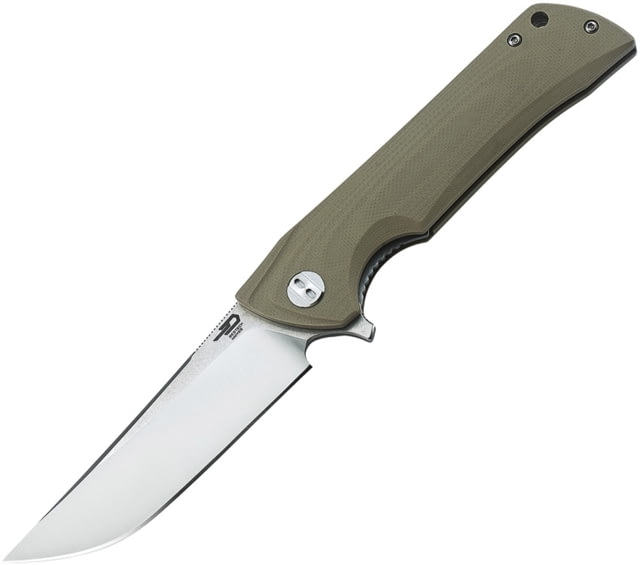 Bestech Knives Paladin Linerlock Beige Folding Knife 3.75in D2 Tool Steel Drop Point Beige G10 Handle Pocket Clip Satin And Stonewash Blade Beige - Bestech Knives