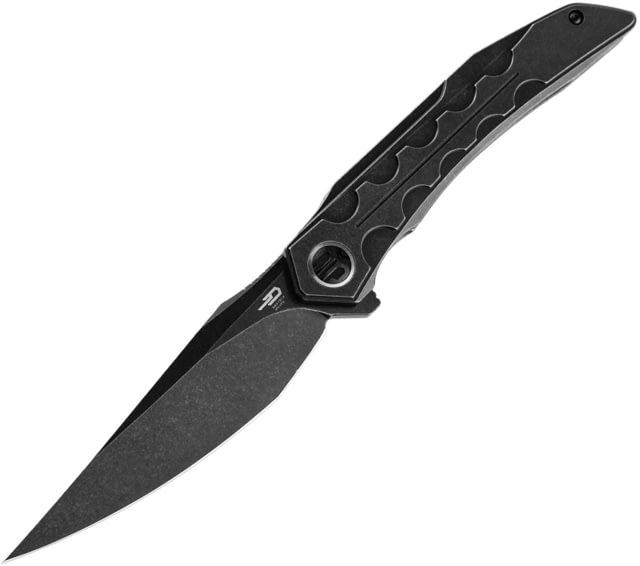 Bestech Knives Samari Framelock Black Folding Knife 3.88" black stonewash finish Bohler M390 stainless Black stonewash finish titanium handle - Bestech Knives