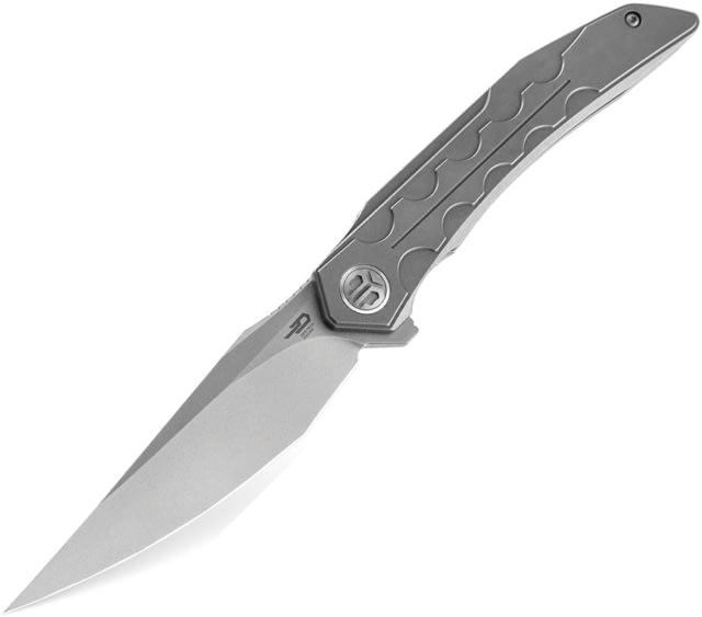 Bestech Knives Samari Framelock Gray Folding Knife 3.88" Bohler M390 stainless blade Gray stonewash finish titanium handle - Bestech Knives