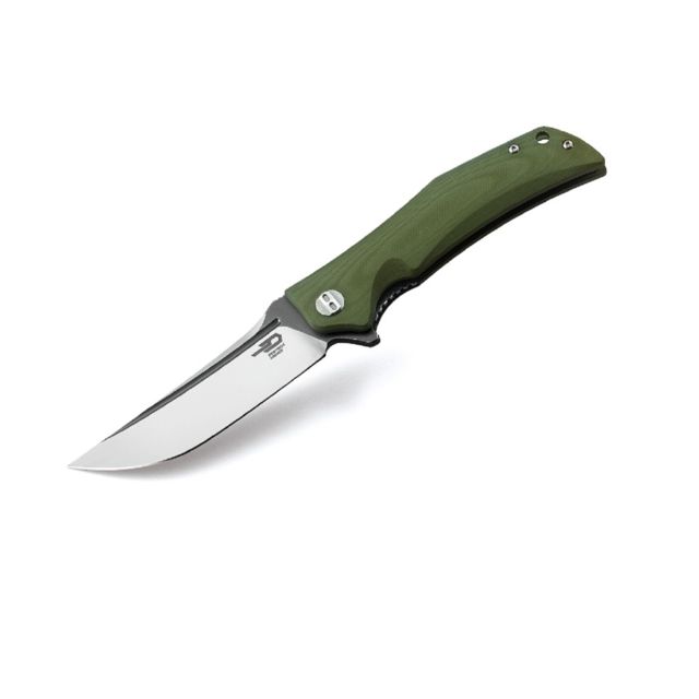 Bestech Knives Scimitar BG05B 3.75 in Plain Edge Folding Blade Green G10 Handle - Bestech Knives