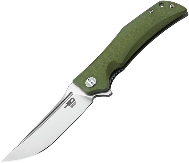 Bestech Knives Scimitar G10 Linerlock Folding Knife 3.75in Satin D2 Tool Steel Clip Point Blade Green G10 Handle Pocket Clip Green - Bestech Knives