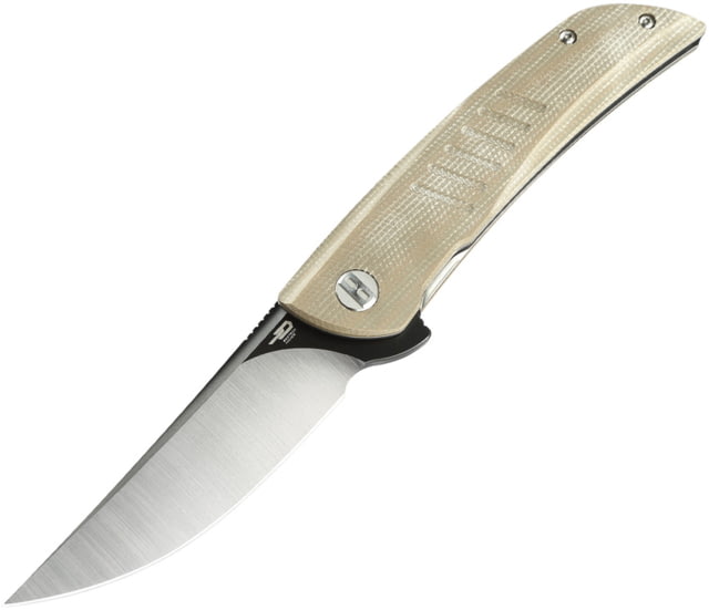 Bestech Knives Swift Linerlock Folding Knife 3.5" D2 tool steel blade Beige canvas micarta handle - Bestech Knives