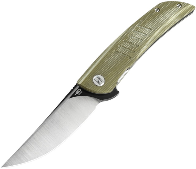Bestech Knives Swift Linerlock Folding Knife 3.5" D2 tool steel blade Green canvas micarta handle - Bestech Knives
