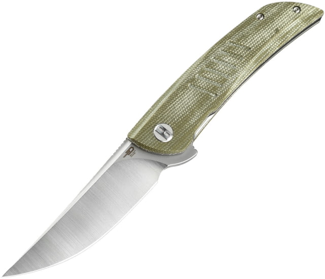 Bestech Knives Swift Linerlock Folding Knife 3.5" satin finish D2 tool steel blade Green canvas micarta handle - Bestech Knives