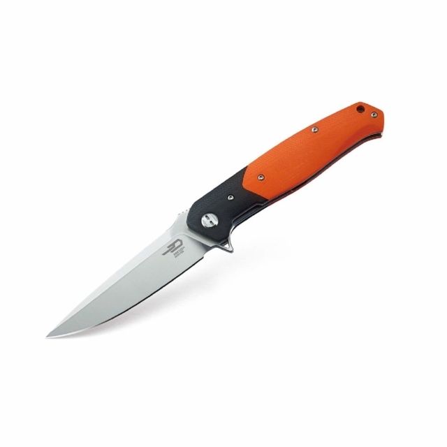 Bestech Knives Swordfish  in 3.8 in Plain Edge Folding Blade Black and Orange G10Handle - Bestech Knives