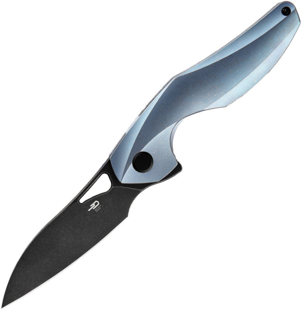 Bestech Knives The Reticulan Framelock Blue Folding Knife 3.25" black stonewash finish S35VN stainless blade Blue stonewash finish titanium handle - Bestech Knives
