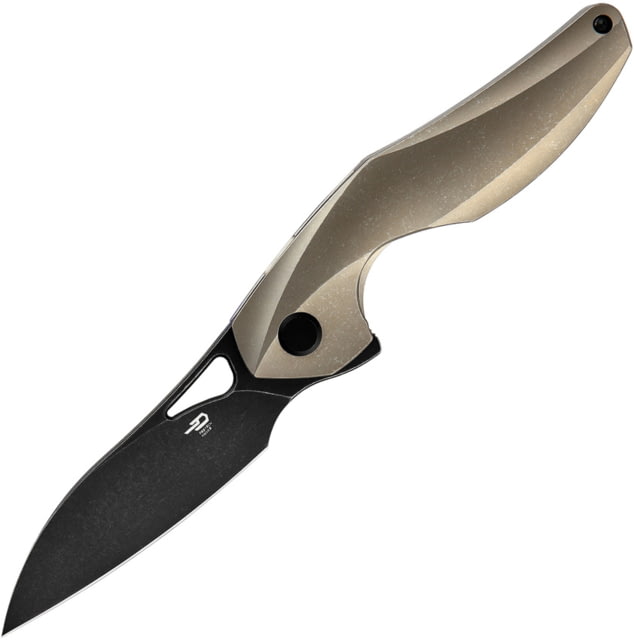 Bestech Knives The Reticulan Framelock Bronze Folding Knife 3.25" black stonewash finish S35VN stainless blade Bronze stonewash finish titanium handle - Bestech Knives