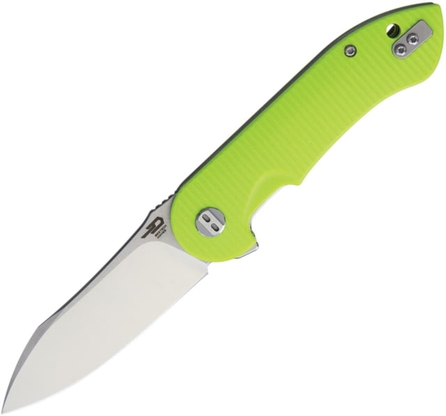 Bestech Knives Torpedo Linerlock Folding Knife 3in D2 Tool Steel Blade Neon Green Grooved G10 Handle Pocket Clip Stonewash And Satin Blade Ceramic - Bestech Knives