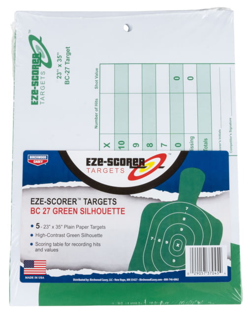 Birchwood Casey Eze-Scorer BC-27 Paper 23x35 Silhouette Targets Pack of 5 Green