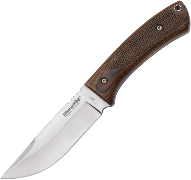 Black Fox Companion Fixed Blade Knife 4.25" satin finish 440C stainless blade Brown checkered pakkawood handle - Black Fox