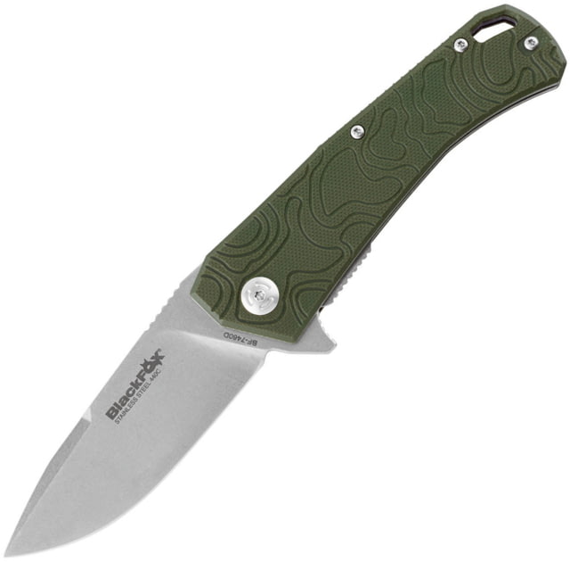 Black Fox Echo Linerlock Green Folding Knife 3.25" stonewash finish 440C stainless blade Green G10 handle - Black Fox
