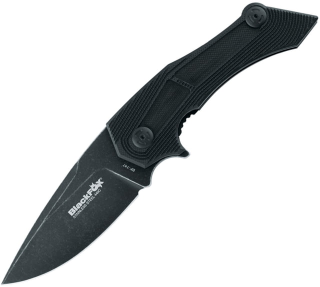 Black Fox Munin Linerlock Black Folding Knife 3.25" black stonewash finish 440C stainless blade Black G10 handle - Black Fox