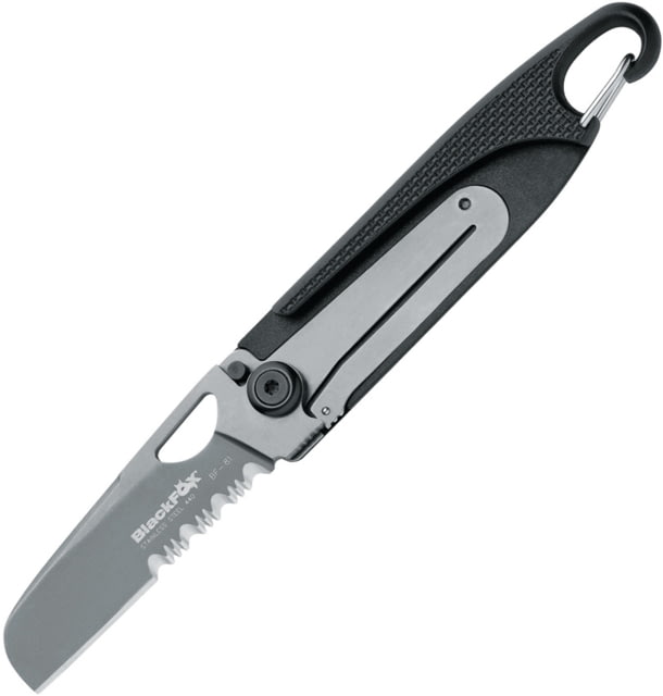 Black Fox Tactical Framelock Folding Knife 2.25" gray titanium coated partially serrated 420J Black Zytel handle - Black Fox