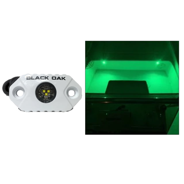 Black Oak LED Rock Accent LED Light White Housing Green - Black Oak Led
