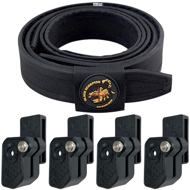 Black Scorpion Outdoor Gear Competition Rig - 1 Pro HD Belt 4 Ambidextrous Double Stack Mag Pouches Ambidextrous Black 2XL - Black Scorpion Outdoor Gear